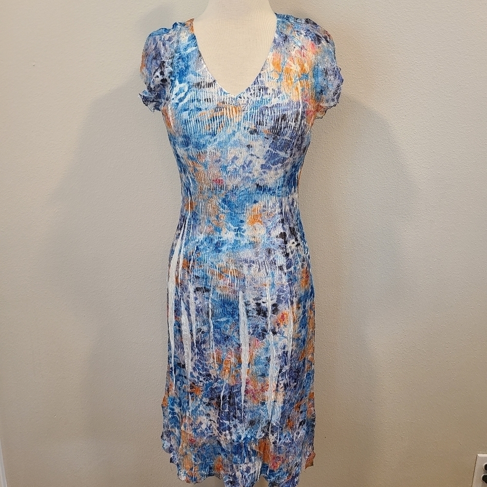 Komarov Charmeuse Floral Cap Sleeve Midi Dress